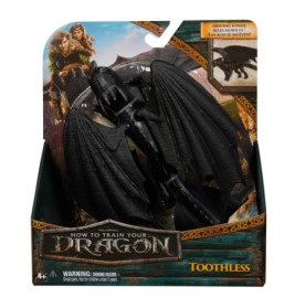 Ein Ohnezahn-Drache aus Drachenzähmen leicht gemacht in Originalverpackung mit Charakterbildern auf der Box.