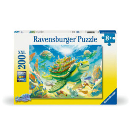 Ravensburger Puzzle, 200 Teile, mit farbenfrochem Motiv: Meeresschildkröte und andere Ozean-Tiere.