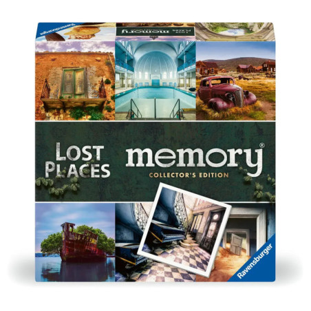 Spielschachtel mit Fotos verlassener Orte und dem Titel: Lost Places Memory Collectors Edition.