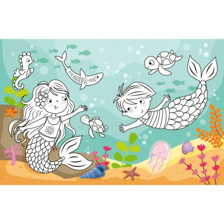 Mein kleines Sticker-Malbuch. Meerjungfrauen