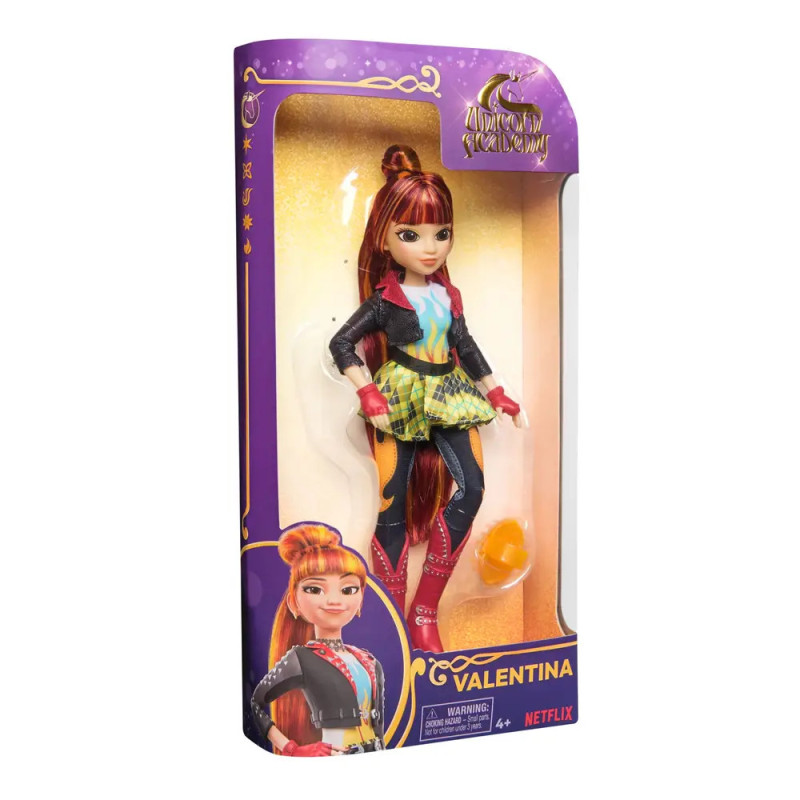 Miraculous Ladybug Valentina Puppe im bunten Outfit in einer lila-gelben Verpackung.