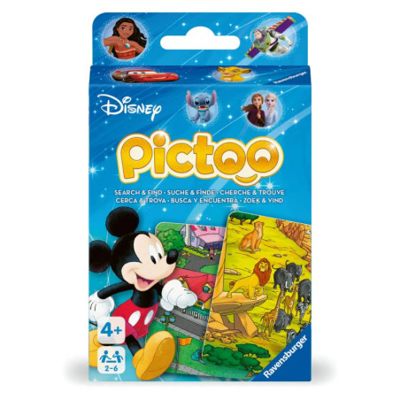 Disney Picto Kartenspiel mit Mickey Mouse und weiteren Disney-Figuren, ab 4 Jahren, für 2-6 Spieler.