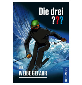 Ein Skifahrer in schwarzer Kleidung und grünem Helm fährt einen Hang hinab im Bild ist deutscher Text zu sehen.