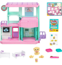 Tierklinik-Spielset mit Hundewelpen, Zubehör und Stickern in Pastellfarben für Kinder ab 5 Jahren.