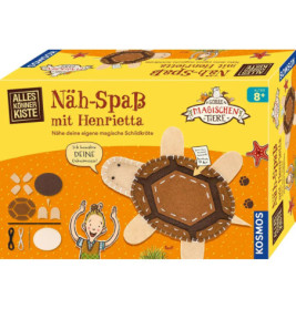 Nähset für eine Filz-Schildkröte Henrietta, ab 8 Jahren, mit bebilderter Anleitung und Werkzeugen.