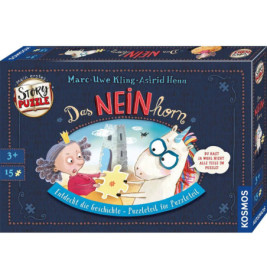 Puzzlebox Das NEINhorn mit Comicfiguren, darunter ein Mädchen und ein Einhorn, auf dem Cover.