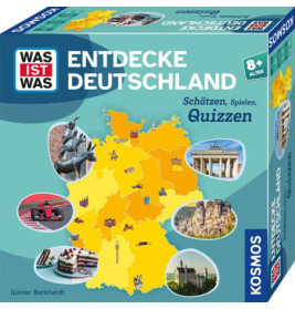 Box von Entdecke Deutschland: Deutsches Wissensspiel ab 8 Jahren mit Karte und berühmten Sehenswürdigkeiten.