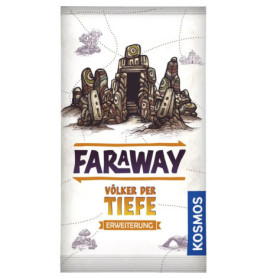 Cover der Erweiterung Faraway: Völker der Tiefe mit Darstellung einer alten, unterirdischen Ruine.