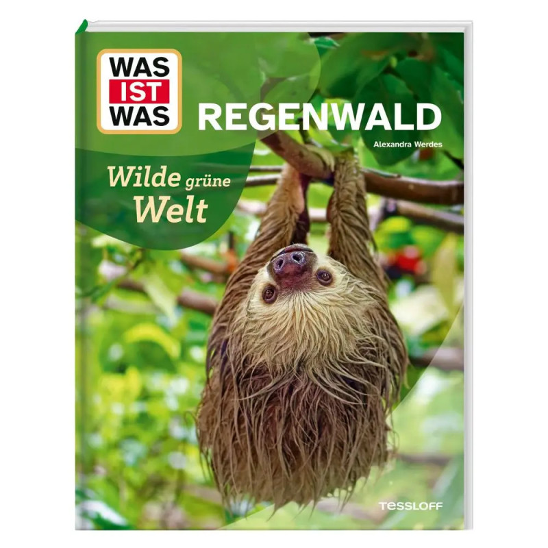 Buchcover mit einem Faultier am Ast, Titel: WAS IST WAS REGENWALD Wilde grüne Welt.