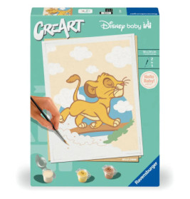 Malset mit Baby-Simba aus Der König der Löwen, abgebildet mit Farbtöpfchen und Pinsel auf der Verpackung.