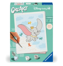 CreArt Disney Baby Malset mit fliegendem Dumbo und Vögeln, darunter Malzubehör.