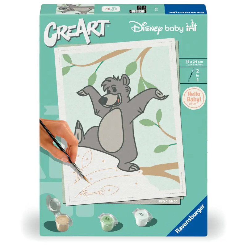 Disney Baby Malset mit Baloo aus Das Dschungelbuch, inklusive Farbtöpfen und Pinsel.