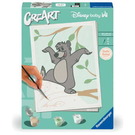 Disney Baby Malset mit Baloo aus Das Dschungelbuch, inklusive Farbtöpfen und Pinsel.