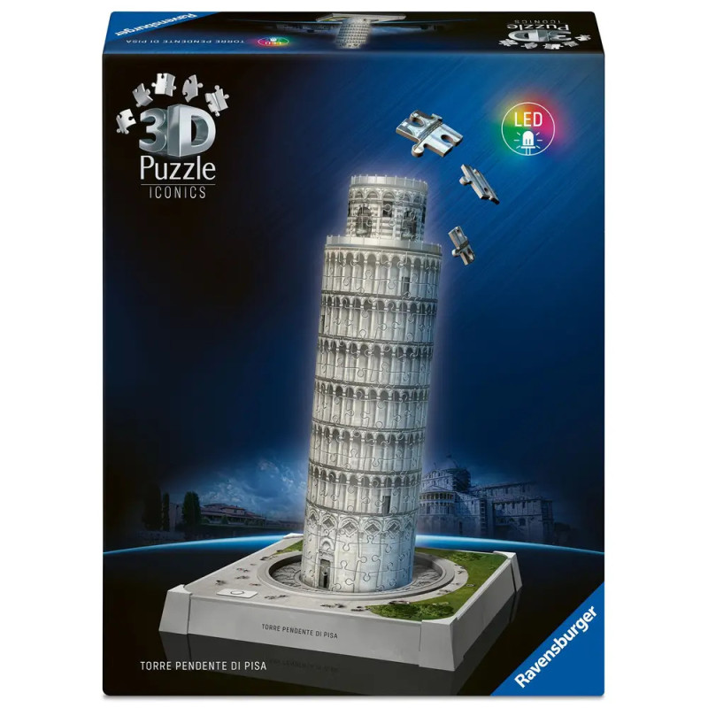 3D-Puzzlebox von Ravensburger: Schiefer Turm von Pisa mit LED-Beleuchtung.