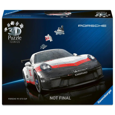 Ravensburger 3D-Puzzle-Box mit einem Porsche 911 GT3 Cup auf der Vorderseite.