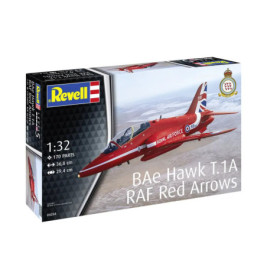 Revell Bausatz einer roten BAe Hawk T.1A RAF Red Arrows, Maßstab 1:32, enthält 170 Teile.