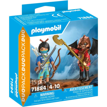 Playmobil DuoPack mit Krieger und roter Flügel-Figur, 15-teilig, für Kinder von 4 bis 10 Jahren.