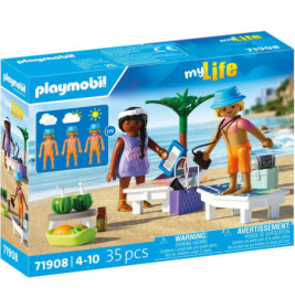 Playmobil-Strandset mit 2 Figuren, Zubehör und Palmen 35 Teile geeignet für Kinder von 4 bis 10 Jahren.