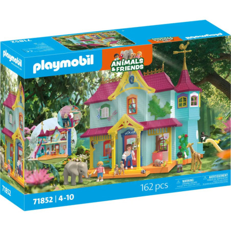 Playmobil Animals & Friends Spielset mit Haus, Figuren, Tieren und 162 Teilen in bunter Verpackung.