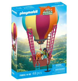 Playmobil Animals & Friends Heißluftballon-Set mit Figuren, bunte Box, 48 Teile, geeignet für Kinder von 4-10 Jahren.