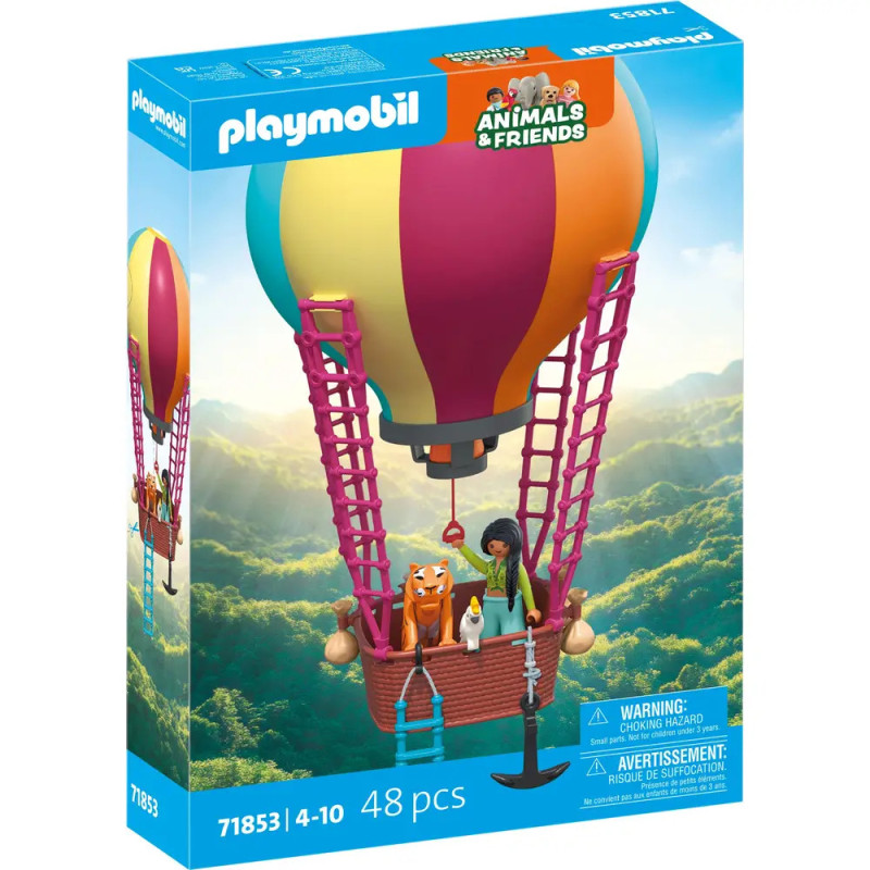 Playmobil Animals & Friends Heißluftballon-Set mit Figuren, bunte Box, 48 Teile, geeignet für Kinder von 4-10 Jahren.
