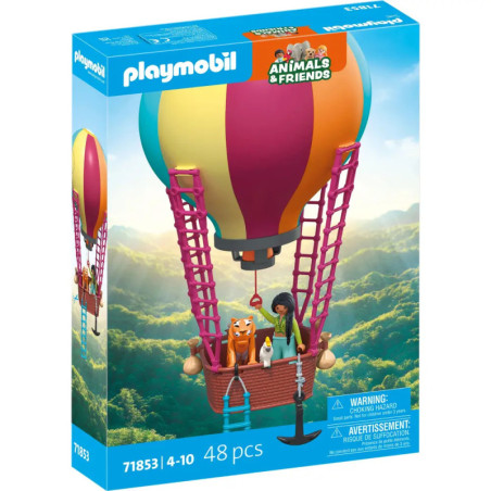 Playmobil Animals & Friends Heißluftballon-Set mit Figuren, bunte Box, 48 Teile, geeignet für Kinder von 4-10 Jahren.