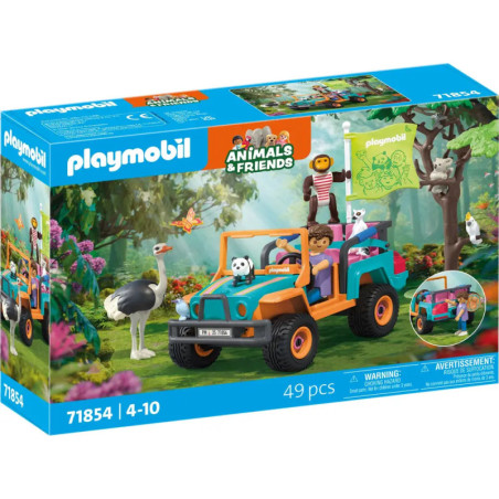 Playmobil Animals & Friends Jeep-Set mit Figuren, Tieren und 49 Teilen für Kinder von 4 bis 10 Jahren.