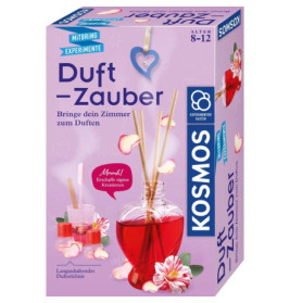 Kosmos Duftzauber Set: Box mit rotem Duftdiffusor, Blumen und experimentellem Design, geeignet für Kinder von 8-12 Jahren.
