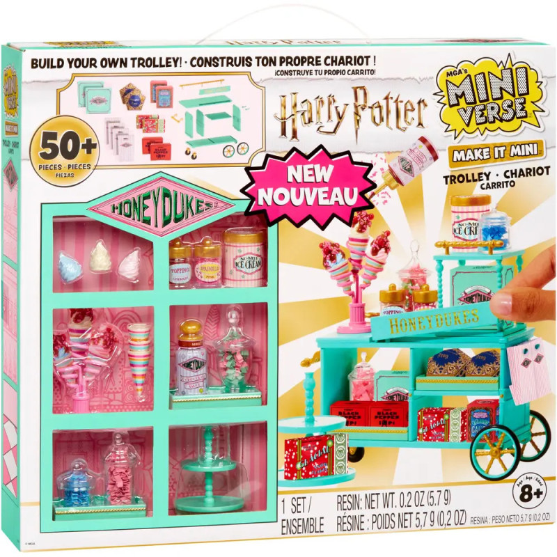Harry Potter Honeydukes Mini Verse Spielset mit Mini-Süßigkeiten, Regalen und buntem Zubehör.