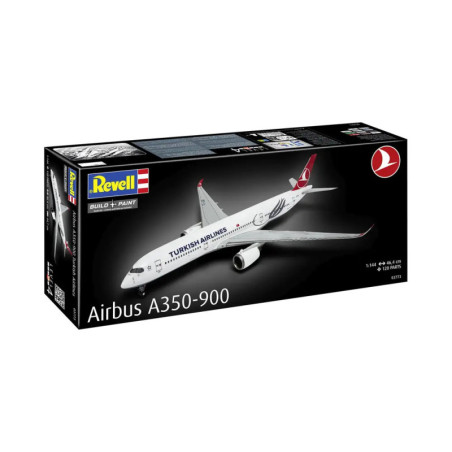 Revell Bausatzkarton für ein Turkish Airlines Airbus A350-900 Flugzeug.