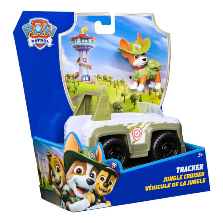 PAW Patrol Tracker Jungle Cruiser Spielzeugfahrzeug in Verpackung, geeignet für Kinder ab 3 Jahren.