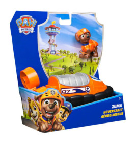 Paw Patrol Zuma Hovercraft Spielzeug in oranger Verpackung mit Comicfiguren und Adventure Bay im Hintergrund.