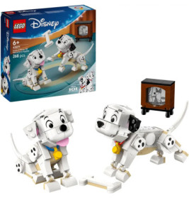 LEGO Disney 101 Dalmatiner Set mit zwei Dalmatiner-Hundefiguren und einem Fernseher-Modell.