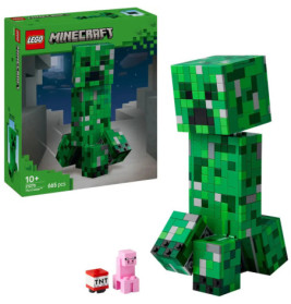 LEGO Minecraft Creeper Set mit Box, TNT und Schwein-Figuren vor weißem Hintergrund.