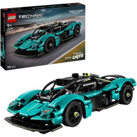LEGO Technic Aston Martin Set mit Box, türkis-schwarz, 707 Teile, geeignet für Kinder ab 9 Jahren.