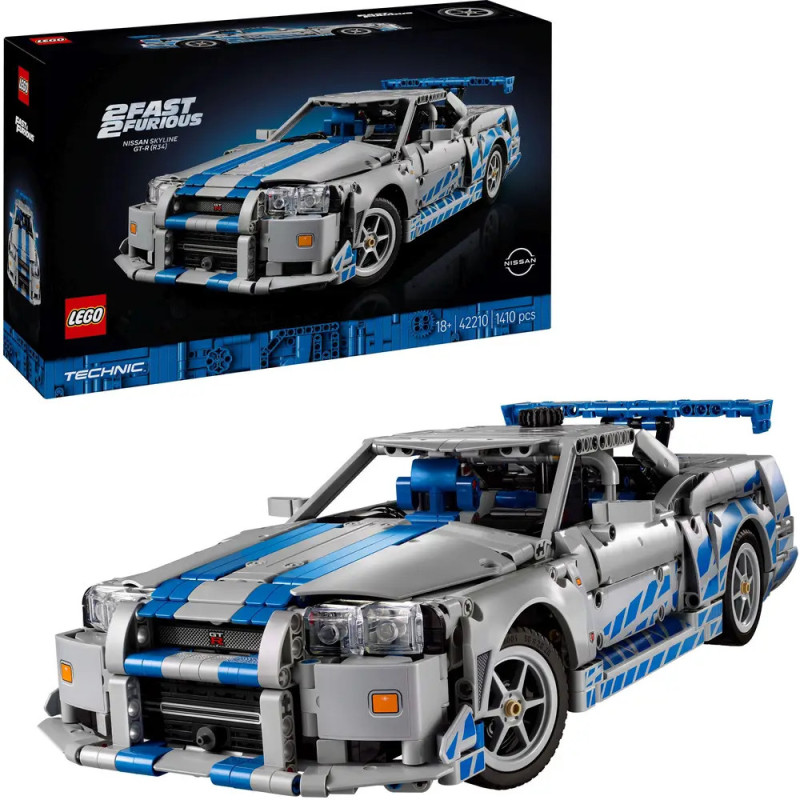 Lego Technic Nissan Skyline GT-R aus Fast & Furious, aufgebautes Modell mit Verpackung, silber-blau. Lego Technic Nissan Skyline GT-R aus Fast & Furious, aufgebautes Modell mit Verpackung, silber-blau.
