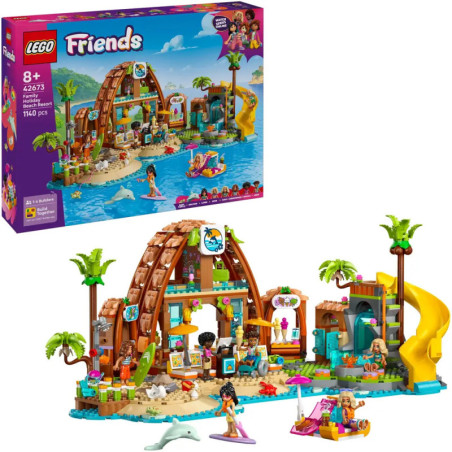 LEGO Friends Beach Rescue Center mit Figuren, Tieren, Palmen und gelber Rutsche. Die Verpackung ist abgebildet. LEGO Friends Beach Rescue Center mit Figuren, Tieren, Palmen und gelber Rutsche. Die Verpackung ist abgebildet.