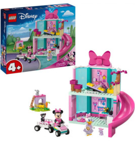 LEGO Disney Spielset mit Minnie, Daisy, rosa Haus, Zubehör und Verpackung.