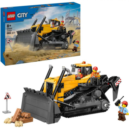 LEGO City Bulldozer-Set mit Bauarbeitern, Werkzeug und 682 Teilen, geeignet für Kinder ab 8 Jahren.