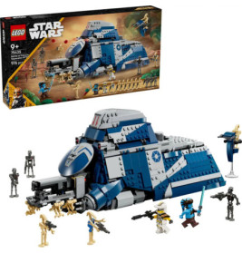 LEGO Star Wars Panzer-Set mit Minifiguren und Droiden vor der Spielzeugverpackung ausgestellt.