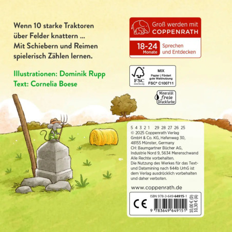 Wer will starke Traktoren sehn Der schiebt und zähltbis 10