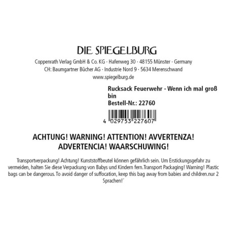 Rucksack Feuerwehr - Wenn ich mal groß bin