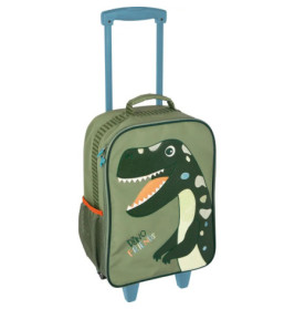 Grüner Kinder-Trolley mit Dinosaurier-Motiv und dem Schriftzug Dino Friends auf der Vorderseite.