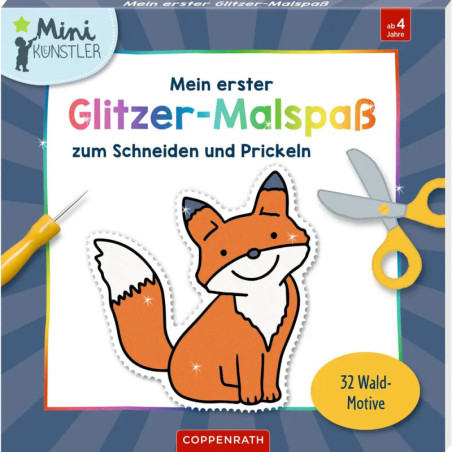 Kinder-Bastelbuch ab 4 Jahren mit Fuchs, Schere und farbenfrohem deutschen Text auf dem Cover.