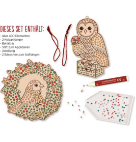 Diamond Painting Holzanhänger Eichhörnchen/Vögel