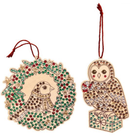 Diamond Painting Holzanhänger Eichhörnchen/Vögel