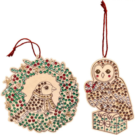 Diamond Painting Holzanhänger Eichhörnchen/Vögel