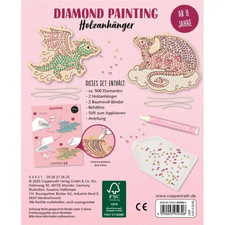 Diamond Painting Holzanhänger Einhorn/Drache