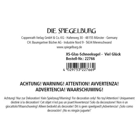 XS-Glas-Schneekugel -  Viel Glück