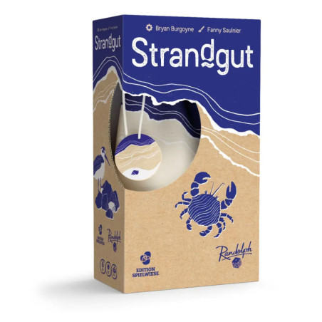 Spielbox von Strandgut mit blauem Krebs, Strand und Meereswelle auf Papphintergrund. Spielbox von Strandgut mit blauem Krebs, Strand und Meereswelle auf Papphintergrund.